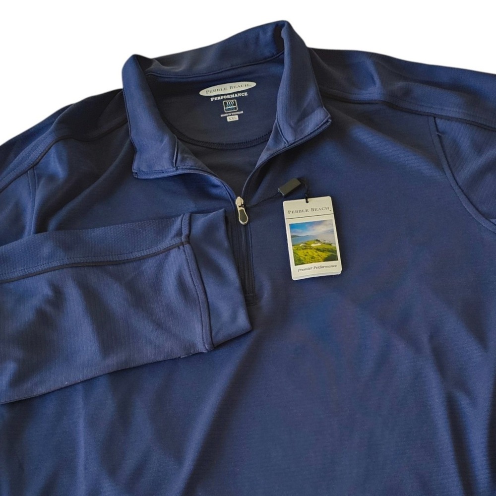 Pebble Beach Womens 1/4 Zip Pullover Navy Blue Golf Performance Top Jacket XXL